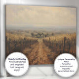 Misty Vineyard Track Rural Countryside Landscape Painting Canvas Wall Art Print Decor Picture Ready to Hang