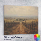 Misty Vineyard Track Rural Countryside Landscape Painting Canvas Wall Art Print Decor Picture Ready to Hang