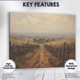 Misty Vineyard Track Rural Countryside Landscape Painting Canvas Wall Art Print Decor Picture Ready to Hang