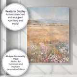 Soft Pastel Wildflower Meadow Rolling Hills Landscape Canvas Wall Art Print Decor Picture Ready to Hang