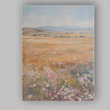 Soft Pastel Wildflower Meadow Rolling Hills Landscape Canvas Wall Art Print Decor Picture Ready to Hang