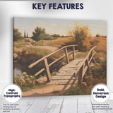 Rustic Country Footbridge Meadow Landscape Painting Canvas Wall Art Print Decor Picture Ready to Hang