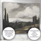 Moody Monochrome Mountain Valley Landscape Impressionist Canvas Wall Art Print Decor Picture Ready to Hang