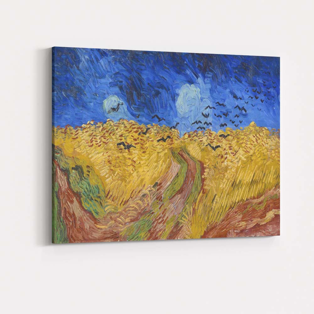 Expressionist Golden Wheat Field Blue Sky Inspired Landscape Canvas Wall Art Print Decor Picture Ready to Hang