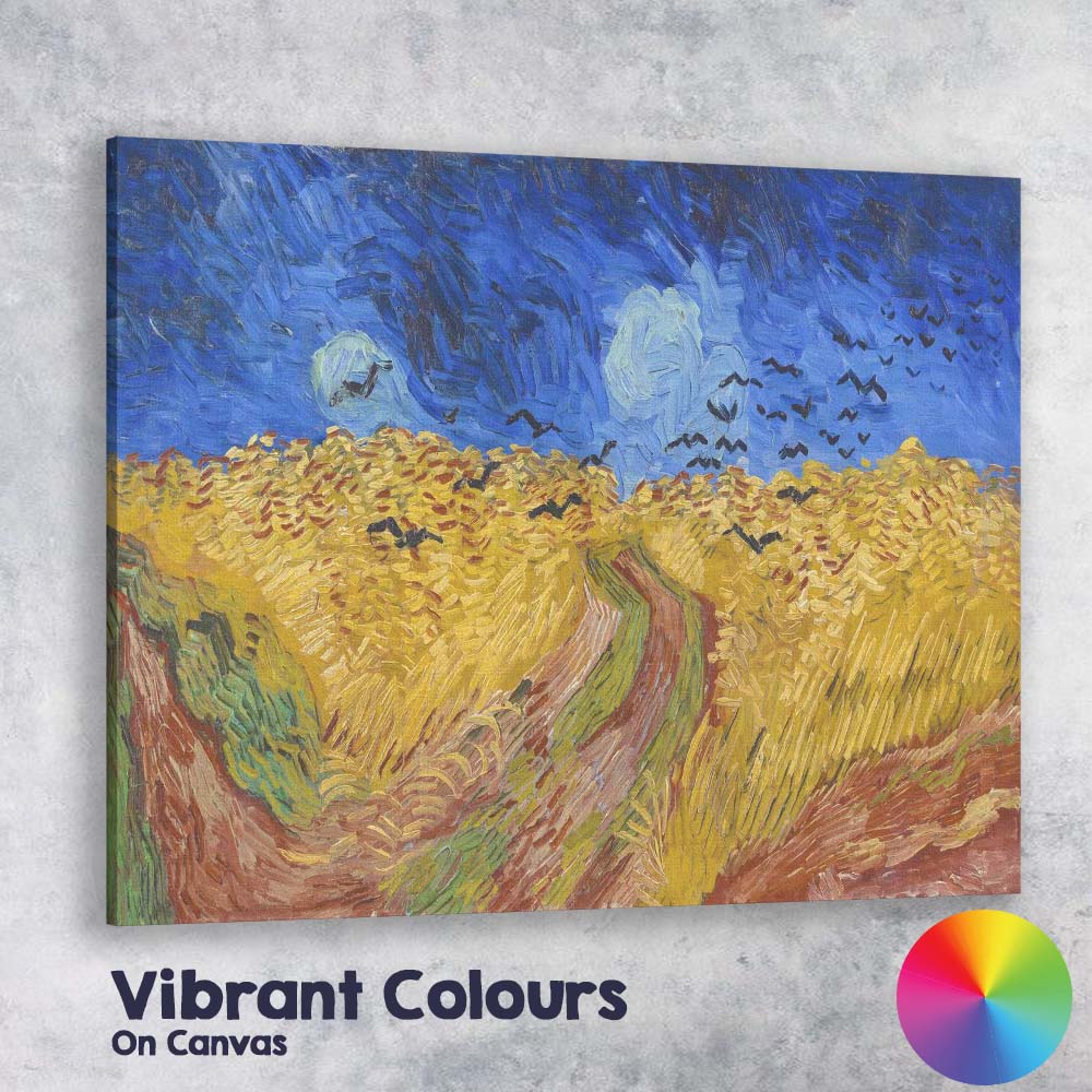 Expressionist Golden Wheat Field Blue Sky Inspired Landscape Canvas Wall Art Print Decor Picture Ready to Hang
