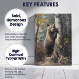Realistic Brown Bear Woodland Forest Wildlife Canvas Wall Art Print Decor Picture Ready to Hang