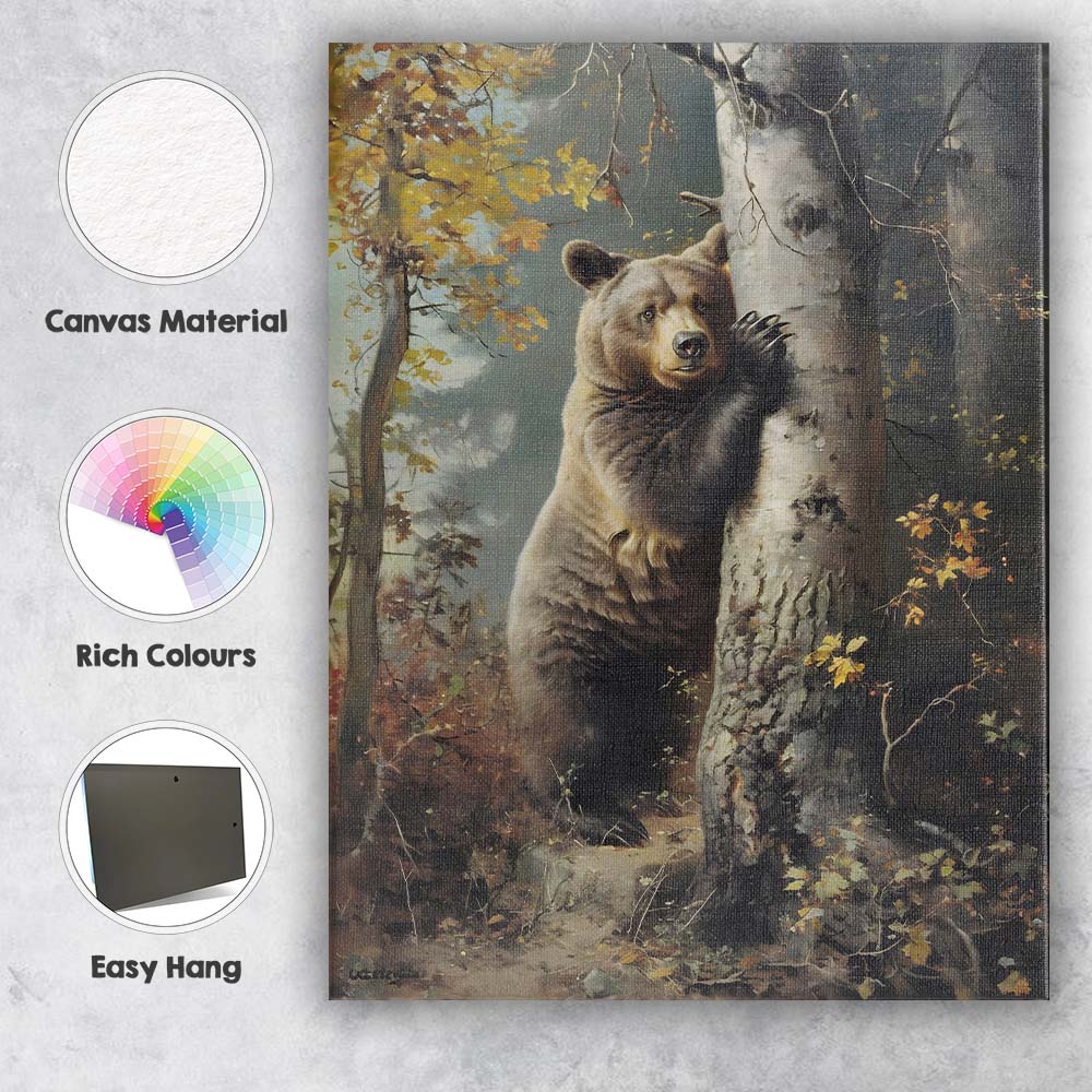 Realistic Brown Bear Woodland Forest Wildlife Canvas Wall Art Print Decor Picture Ready to Hang