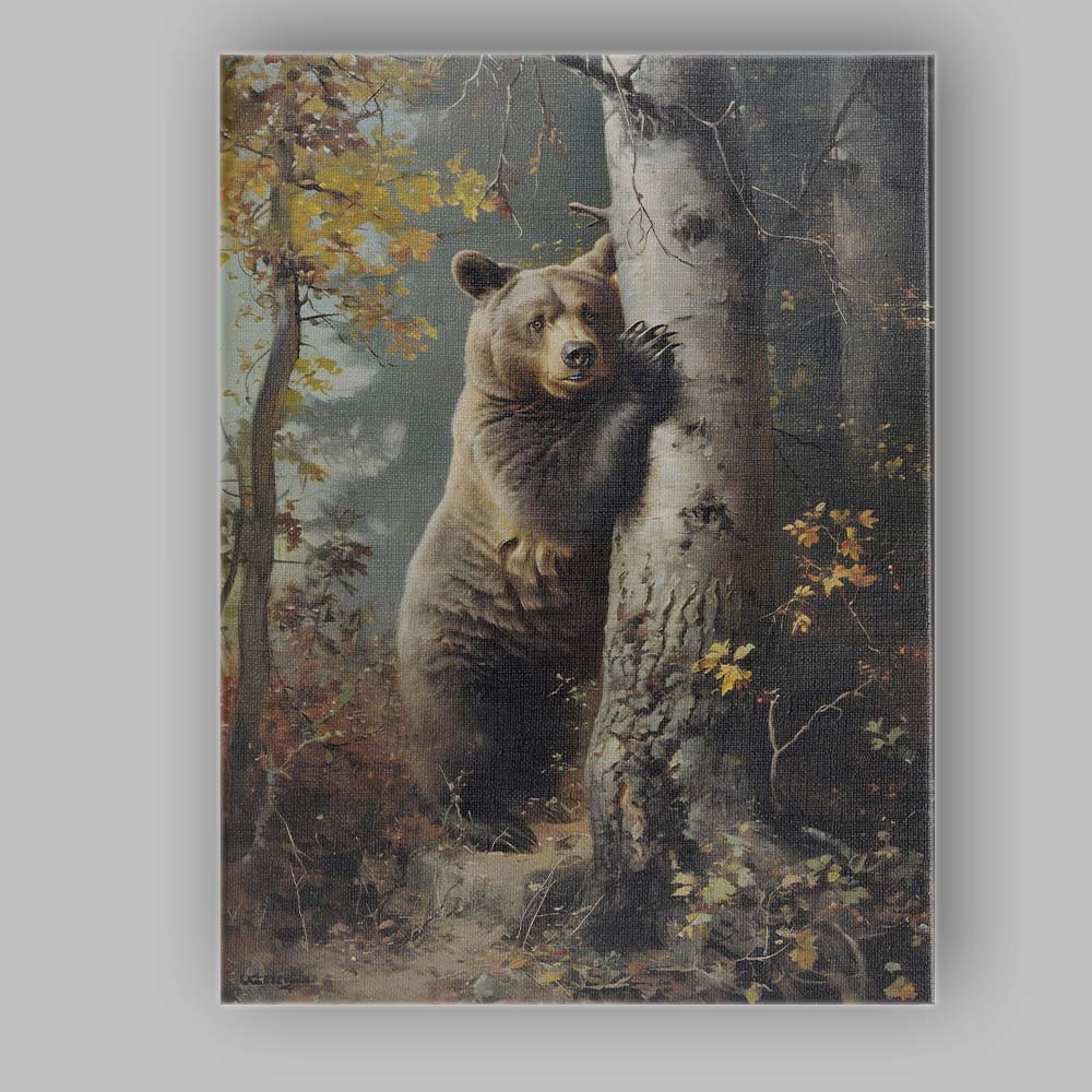 Realistic Brown Bear Woodland Forest Wildlife Canvas Wall Art Print Decor Picture Ready to Hang
