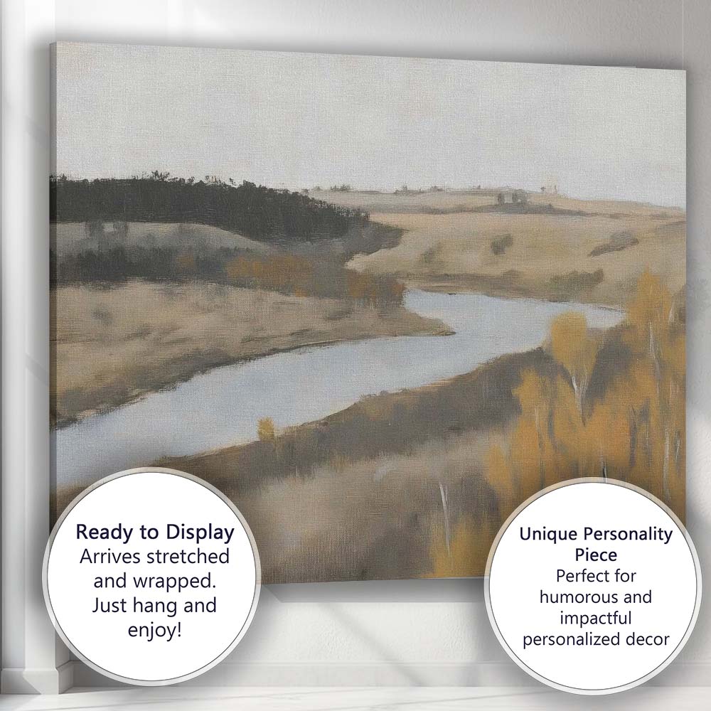 Serene River Valley Autumn Countryside Landscape Canvas Wall Art Print Decor Picture Ready to Hang