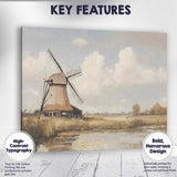 Traditional Countryside Windmill Waterside Landscape Painting Canvas Wall Art Print Decor Picture Ready to Hang