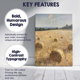 Golden Harvest Hay Bale Rural Field Impressionist Canvas Wall Art Print Decor Picture Ready to Hang