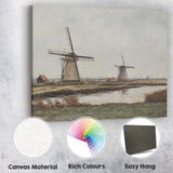 Rustic Dutch Windmill Riverside Countryside Landscape Painting Canvas Wall Art Print Decor Picture Ready to Hang