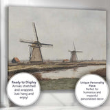 Rustic Dutch Windmill Riverside Countryside Landscape Painting Canvas Wall Art Print Decor Picture Ready to Hang