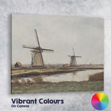 Rustic Dutch Windmill Riverside Countryside Landscape Painting Canvas Wall Art Print Decor Picture Ready to Hang