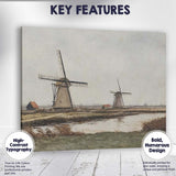 Rustic Dutch Windmill Riverside Countryside Landscape Painting Canvas Wall Art Print Decor Picture Ready to Hang