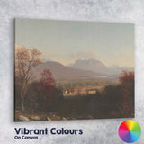 Panoramic Mountain Valley Vista with Autumn Trees and Warm Light Canvas Wall Art Print Decor Picture Ready to Hang