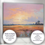 Pastel Wildflower Meadow Sunset Abstract Landscape Canvas Wall Art Print Decor Picture Ready to Hang