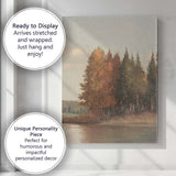 Autumn Lakeside Forest Woodland Landscape Classic Canvas Wall Art Print Decor Picture Ready to Hang