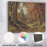 Autumn Woodland Trail Forest Landscape Painting Canvas Wall Art Print Decor Picture Ready to Hang