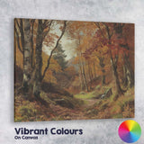 Autumn Woodland Trail Forest Landscape Painting Canvas Wall Art Print Decor Picture Ready to Hang