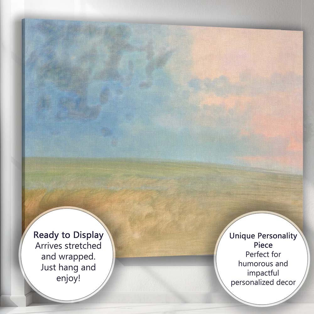 Minimalist Pastel Sky Open Field Abstract Landscape Canvas Wall Art Print Decor Picture Ready to Hang