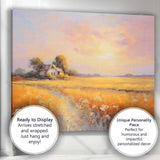 Pastel Sunset Farmhouse Golden Field Rural Landscape Canvas Wall Art Print Decor Picture Ready to Hang