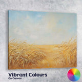 Minimalist Golden Barley Field Under Pale Blue Sky Canvas Wall Art Print Decor Picture Ready to Hang