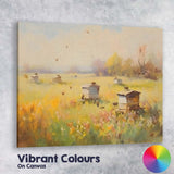 Wildflower Meadow Beehives Countryside Impressionist Canvas Wall Art Print Decor Picture Ready to Hang