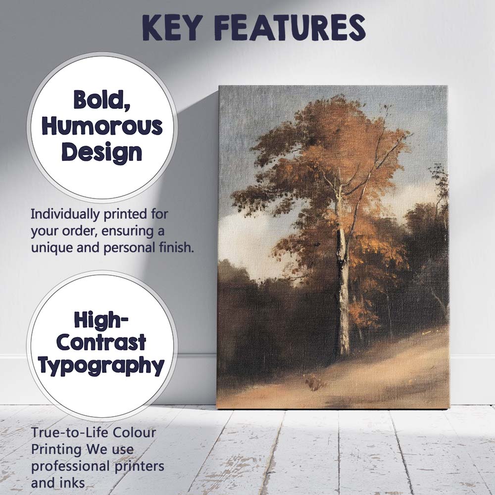 Abstract Autumn Woodland Tree Misty Forest Landscape Canvas Wall Art Print Decor Picture Ready to Hang