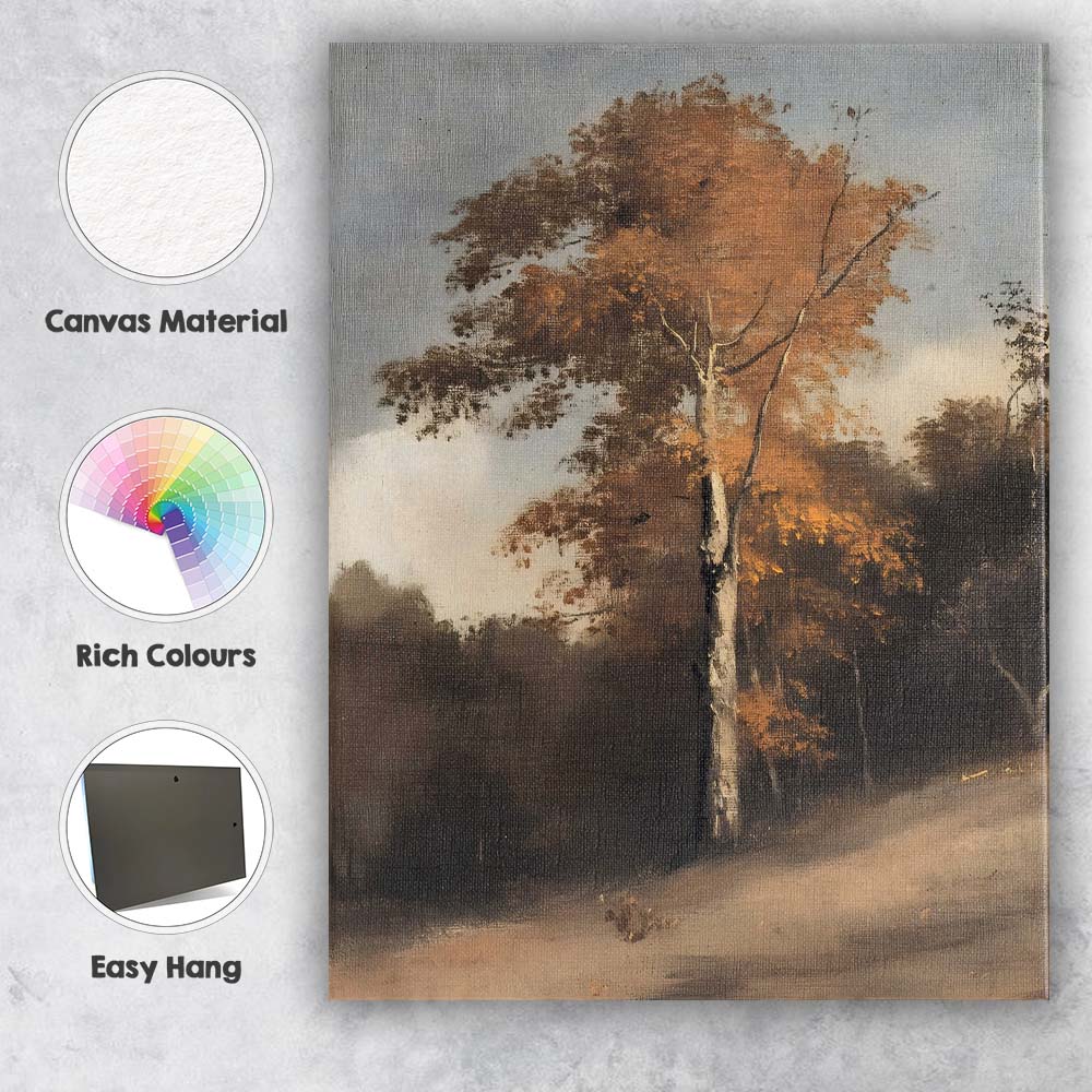 Abstract Autumn Woodland Tree Misty Forest Landscape Canvas Wall Art Print Decor Picture Ready to Hang