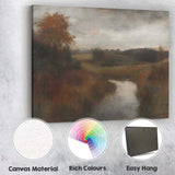 Peaceful Autumn River Countryside Soft Impressionist Landscape Canvas Wall Art Print Decor Picture Ready to Hang