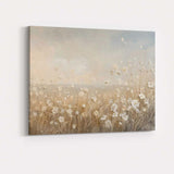 Delicate Ivory Wildflower Meadow Neutral Botanical Landscape Canvas Wall Art Print Decor Picture Ready to Hang
