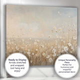 Delicate Ivory Wildflower Meadow Neutral Botanical Landscape Canvas Wall Art Print Decor Picture Ready to Hang