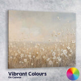 Delicate Ivory Wildflower Meadow Neutral Botanical Landscape Canvas Wall Art Print Decor Picture Ready to Hang