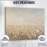 Delicate Ivory Wildflower Meadow Neutral Botanical Landscape Canvas Wall Art Print Decor Picture Ready to Hang