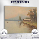Calm Lakeside Cabin Autumn Landscape Canvas Wall Art Print Decor Picture Ready to Hang