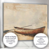 Minimalist Rustic Wooden Rowboat Lakeside Shore Impressionist Canvas Wall Art Print Decor Picture Ready to Hang