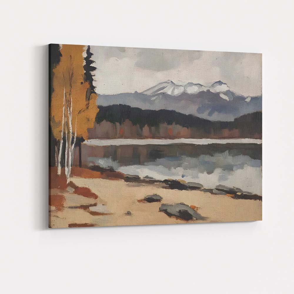 Snow Capped Mountain Lake Serene Wilderness Landscape Canvas Wall Art Print Decor Picture Ready to Hang