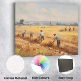 Rural Harvest Workers Golden Wheat Field Impressionist Canvas Wall Art Print Decor Picture Ready to Hang