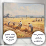 Rural Harvest Workers Golden Wheat Field Impressionist Canvas Wall Art Print Decor Picture Ready to Hang