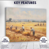 Rural Harvest Workers Golden Wheat Field Impressionist Canvas Wall Art Print Decor Picture Ready to Hang