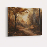 Moody Autumn Forest Path Sunlight Woodland Landscape Canvas Wall Art Print Decor Picture Ready to Hang