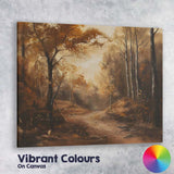 Moody Autumn Forest Path Sunlight Woodland Landscape Canvas Wall Art Print Decor Picture Ready to Hang