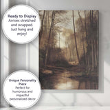 Moody Woodland Stream Forest Path Autumn Landscape Canvas Wall Art Print Decor Picture Ready to Hang