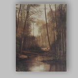 Moody Woodland Stream Forest Path Autumn Landscape Canvas Wall Art Print Decor Picture Ready to Hang