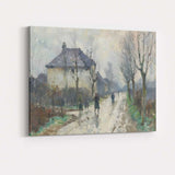 Rainy Village Street Impressionist European Town Canvas Wall Art Print Decor Picture Ready to Hang