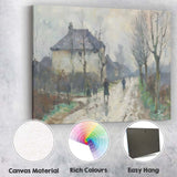 Rainy Village Street Impressionist European Town Canvas Wall Art Print Decor Picture Ready to Hang