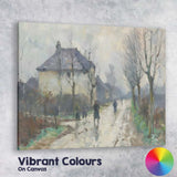 Rainy Village Street Impressionist European Town Canvas Wall Art Print Decor Picture Ready to Hang