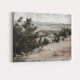 Muted Countryside Hills Rural Landscape Impressionist Canvas Wall Art Print Decor Picture Ready to Hang