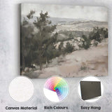 Muted Countryside Hills Rural Landscape Impressionist Canvas Wall Art Print Decor Picture Ready to Hang